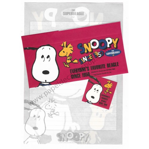 Conjunto de Papel de Carta Snoopy since 1950 Vintage Hallmark Japan