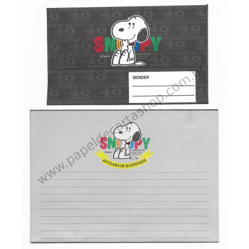 Kit 2 Conjuntos de Papel de Carta Originais Snoopy 40 Anos Hallmark