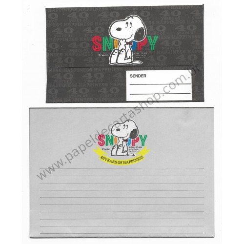 Kit 2 Conjuntos de Papel de Carta Snoopy 40 Anos Hallmark Japan