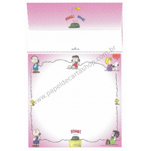 Conjunto de Papel de Carta Original Antigo Snoopy Friends Ring Peanuts