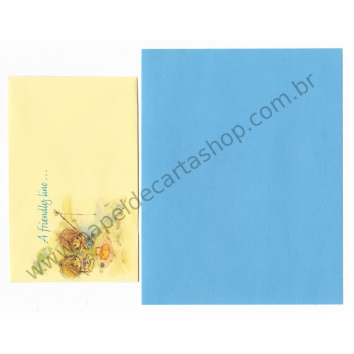 Conjunto de Papel de Carta Antigo Importado Elena A Friendly Line