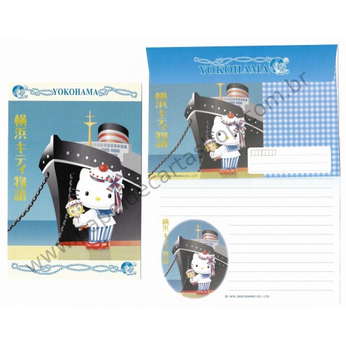 Ano 2003. Conjunto de Papel de Carta Hello Kitty Yokohama 1 Sanrio