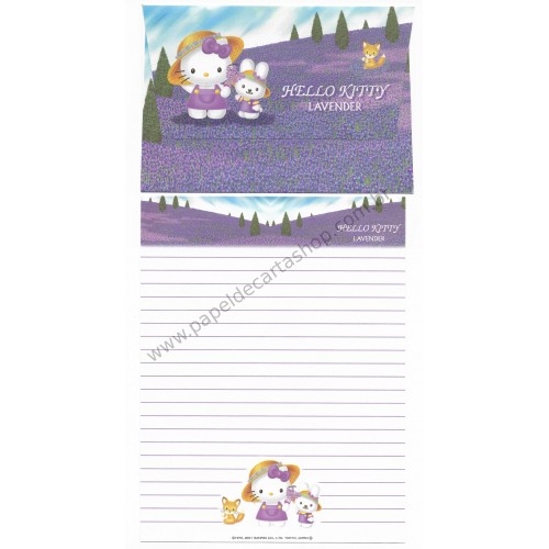 Ano 2001. Conjunto de Papel de Carta Gotōchi Kitty Lavender Sanrio