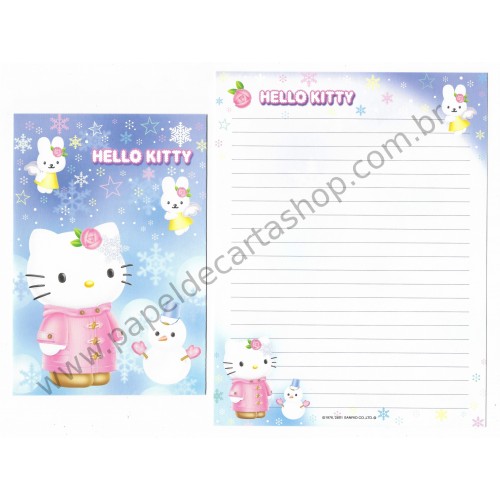 Ano 2001. Conjunto de Papel de Carta Gotōchi Kitty Snow Sanrio