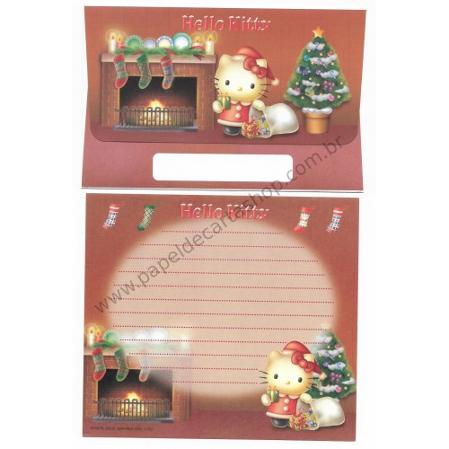 Ano 2002. Conjunto de Papel de Carta Hello Kitty Christmas Sanrio