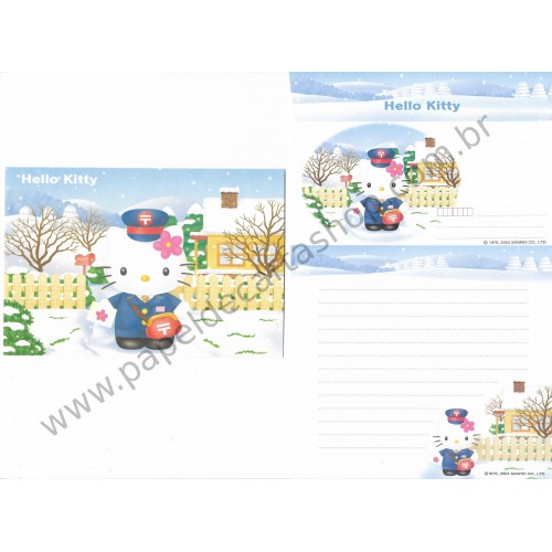 Ano 2004. Conjunto de Papel de Carta Hello Kitty Regional POST Sanrio