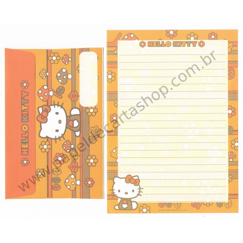 Ano 2002. Conjunto de Papel de Carta Hello Kitty Mushrooms 1 Sanrio