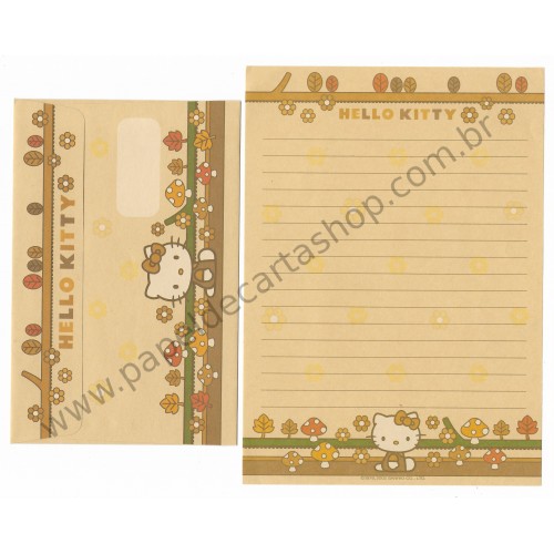 Ano 2002. Conjunto de Papel de Carta Hello Kitty Mushrooms 3 Sanrio