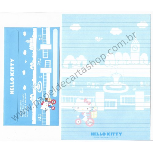 Ano 2003. Conjunto de Papel de Carta Hello Kitty Park CAZ Sanrio