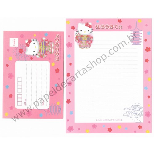 Ano 2000. Conjunto de Papel de Carta Hello Kitty Japão Sanrio