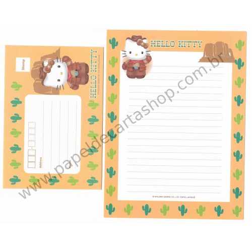 Ano 2000. Conjunto de Papel de Carta Hello Kitty EUA Sanrio