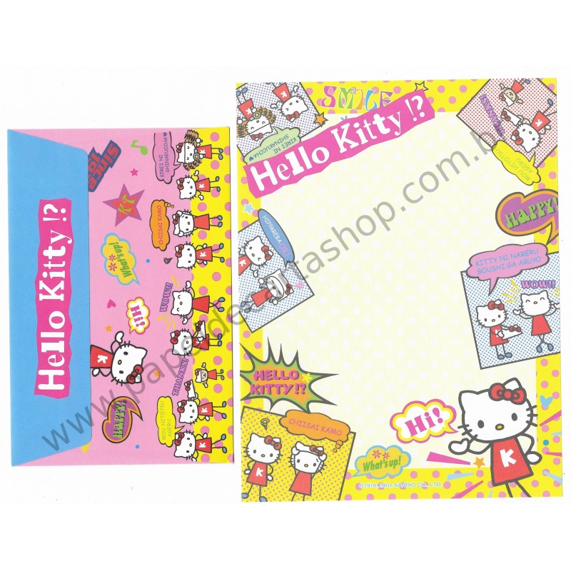 Ano 2002. Conjunto de Papel de Carta Hello Kitty Hi! Sanrio