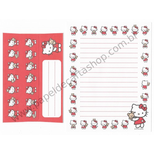 Ano 2004. Conjunto de Papel de Carta Hello Kitty and Bear CVM2 Sanrio