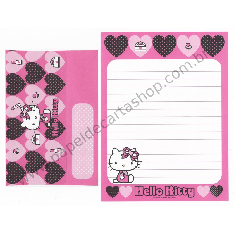 Ano 2005. Conjunto de Papel de Carta Hello Heart RBL Sanrio