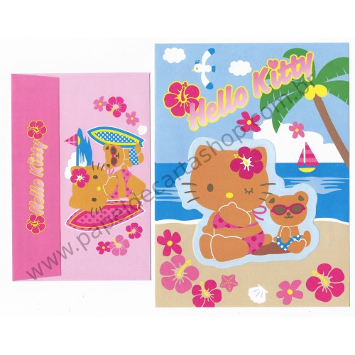 Ano 2005. Conjunto de Papel de Carta Hello Kitty Beach Sanrio