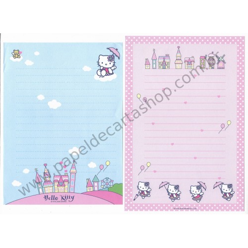 Ano 2005. Conjunto de Papel de Carta Hello Kitty Umbrella Dupla Sanrio