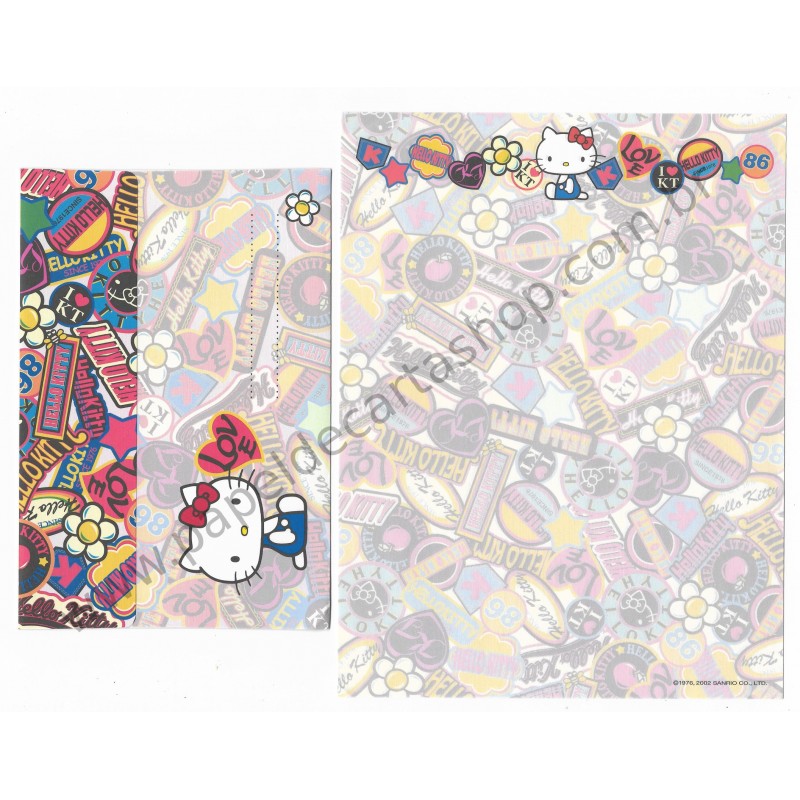 Ano 2002. Conjunto de Papel de Carta Hello Kitty KT861 Sanrio