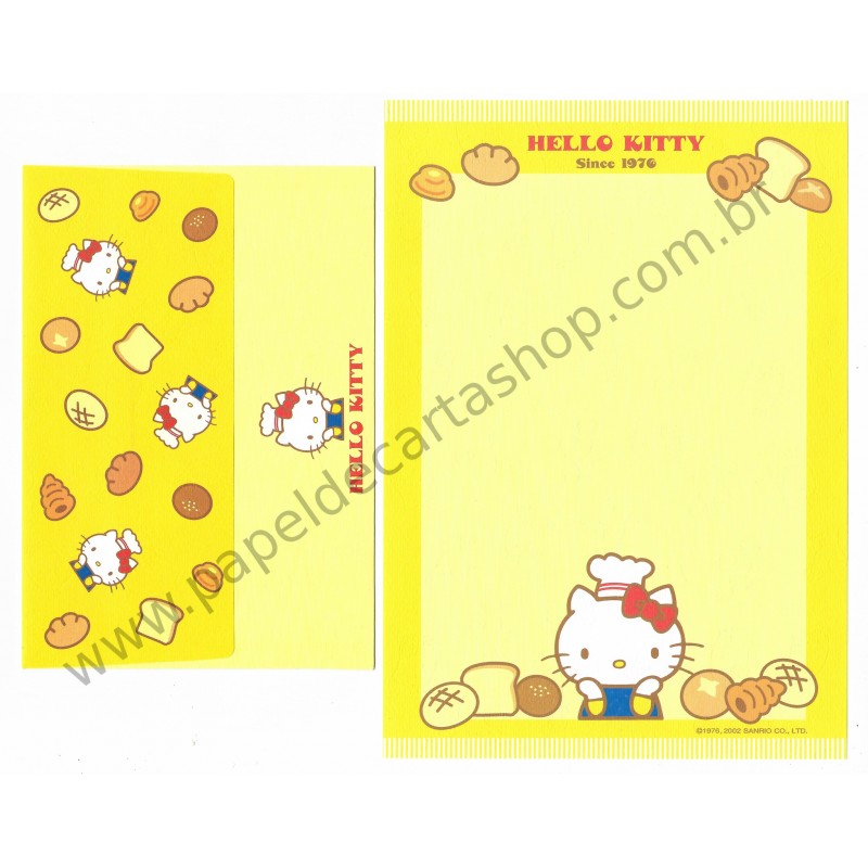 Ano 2002. Conjunto de Papel de Carta Hello Kitty Baking Sanrio