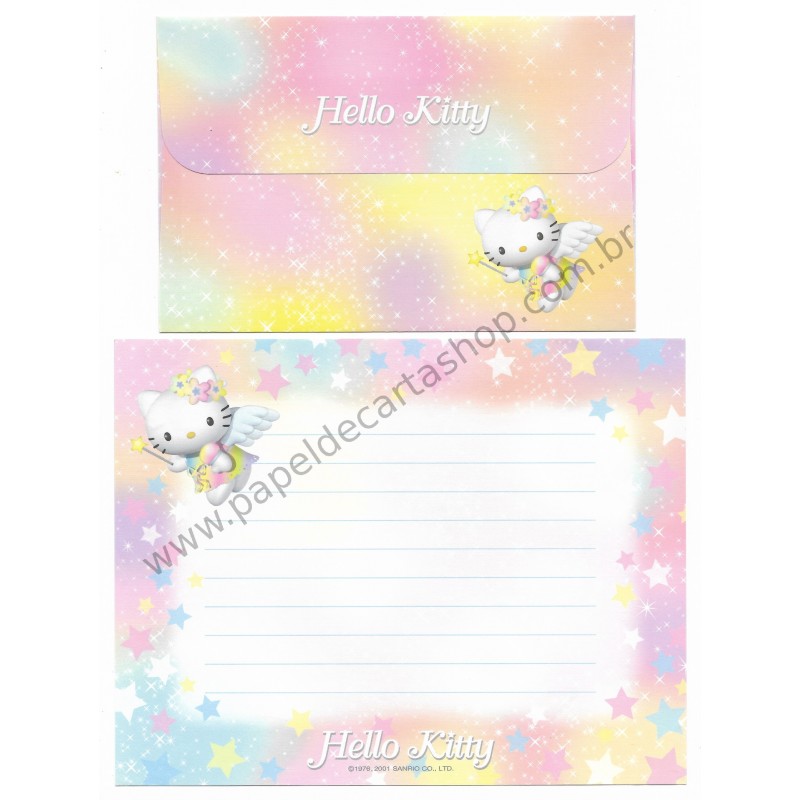 Ano 2001. Conjunto de Papel de Carta Hello Kitty Angel CLR Sanrio