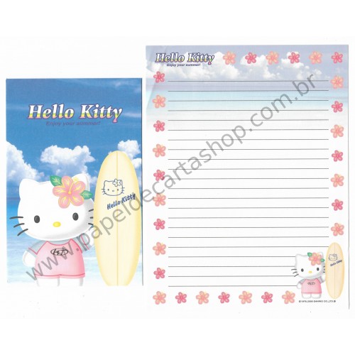 Ano 2000. Conjunto de Papel de Carta Hello Kitty Summer Sanrio