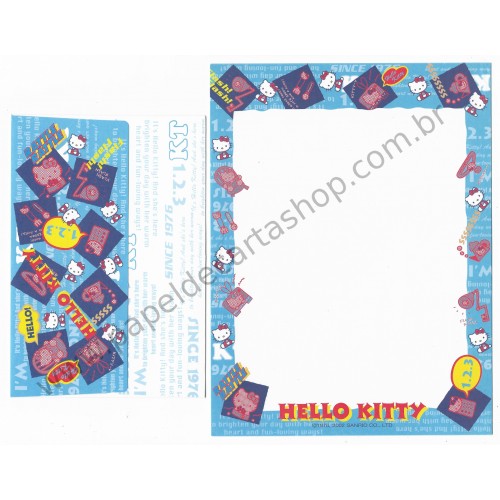 Ano 2002. Conjunto de Papel de Carta Hello Kitty 123 CAZ Sanrio