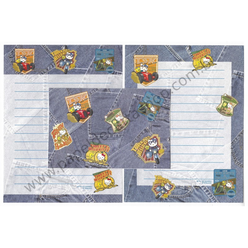 Ano 2002. Conjunto de Papel de Carta Hello Kitty & Tweety Sanrio