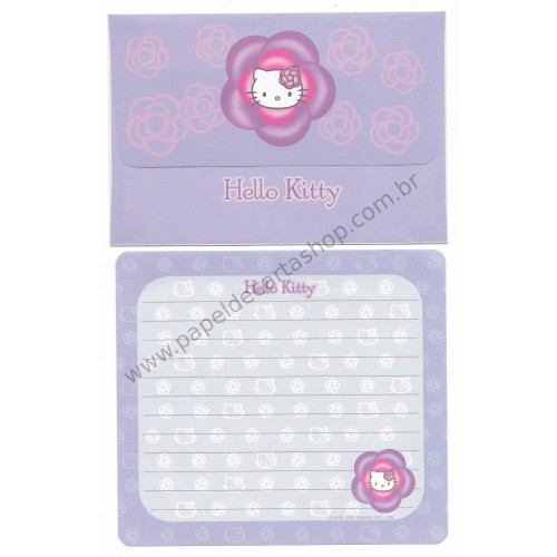 Ano 2001. Kit 2 Conjuntos de Papel de Carta Hello Kitty Camélia Sanrio