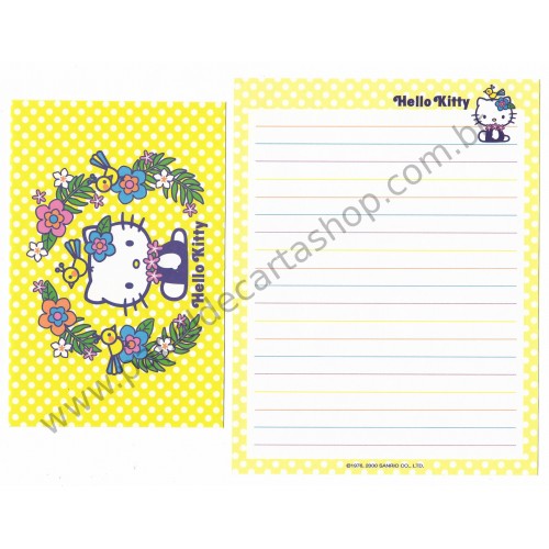 Ano 2000. Conjunto de Papel de Carta Hello Kitty Bird CAM Sanrio