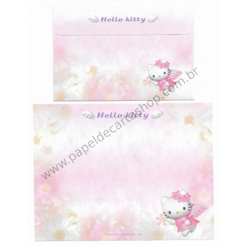 Ano 2002. Conjunto de Papel de Carta Hello Kitty Angel RS F1 Sanrio