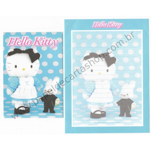 Ano 2005. Conjunto de Papel de Carta Hello Kitty & Bunny Pelúcia Sanrio