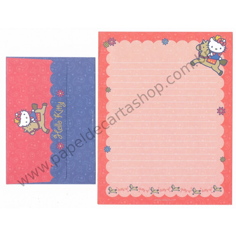 Ano 2003. Conjunto de Papel de Carta Hello Kitty EUA CVM Sanrio