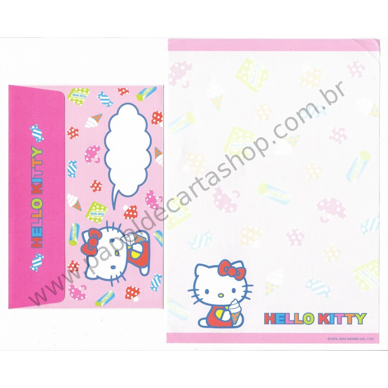Ano 2004. Conjunto de Papel de Carta Hello Kitty Best Collections 18 Sanrio