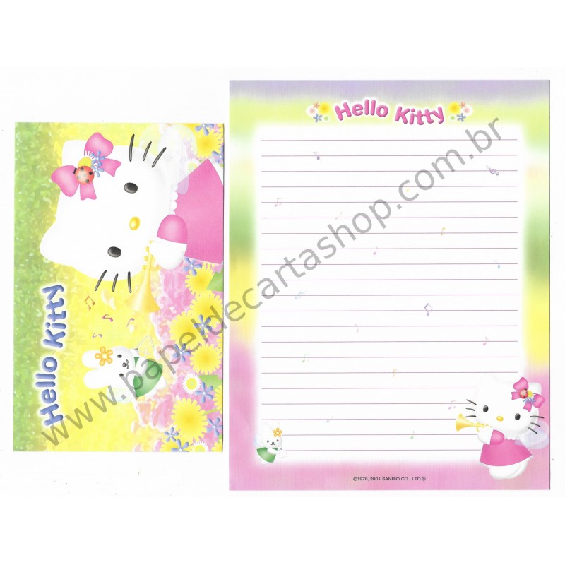 Ano 2001. Conjunto de Papel de Carta Hello Kitty Jo Sanrio