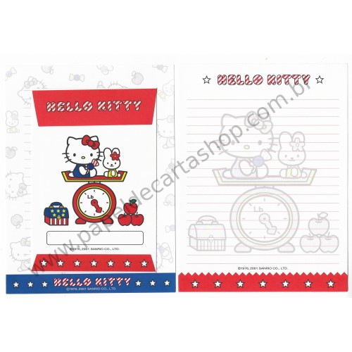 Ano 2001. Conjunto de Papel de Carta Hello Kitty Star Dupla Sanrio