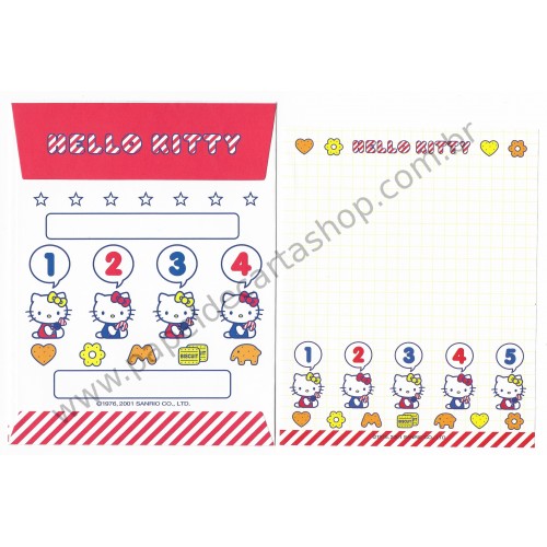 Ano 2001. Conjunto de Papel de Carta Hello Kitty Star PAZ Sanrio