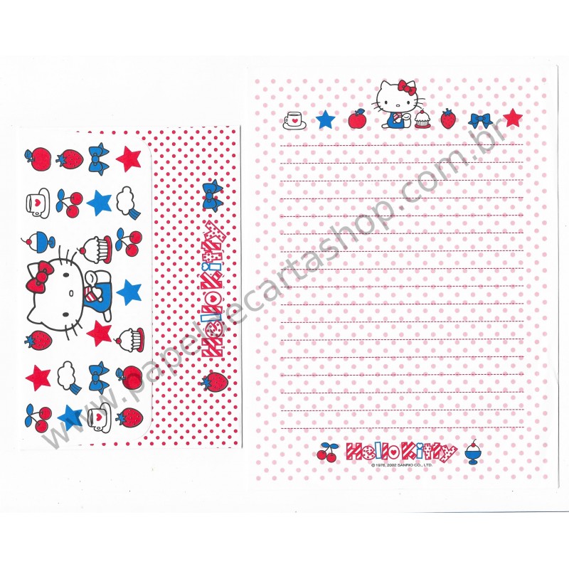 Ano 2002. Conjunto de Papel de Carta Hello Kitty Cherry 1 Sanrio