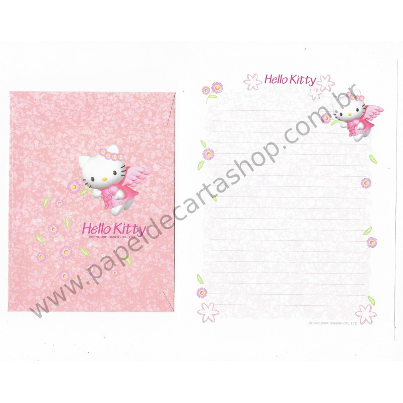 Ano 2001. Conjunto de Papel de Carta Hello Kitty Angel CBR Sanrio