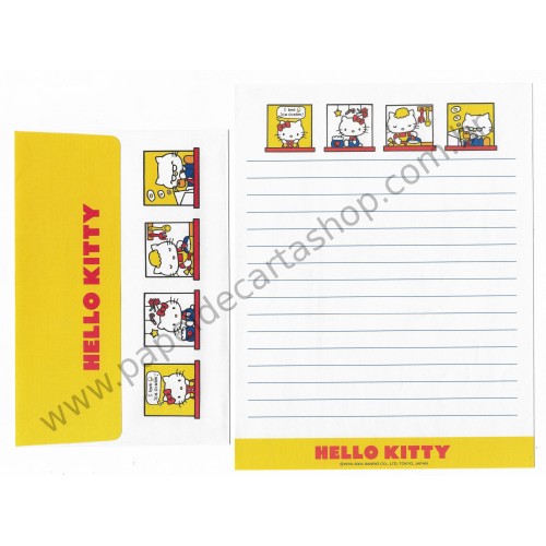Ano 2004. Conjunto de Papel de Carta Hello Kitty CAM Sanrio