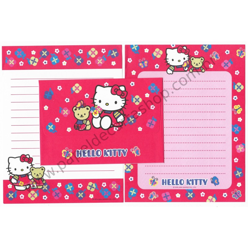 Ano 2004. Conjunto de Papel de Carta Hello Kitty Bear CVM Dupla Sanrio