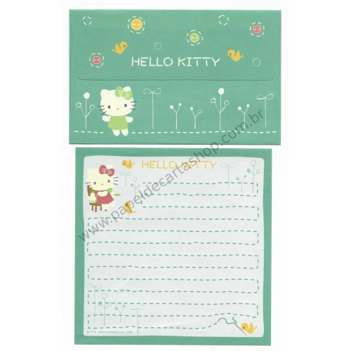 Ano 2004. Conjunto de Papel de Carta Hello Kitty Buttom Sanrio