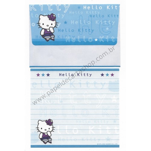Ano 2004. Conjunto de Papel de Carta Hello Kitty Silver CAZ Sanrio