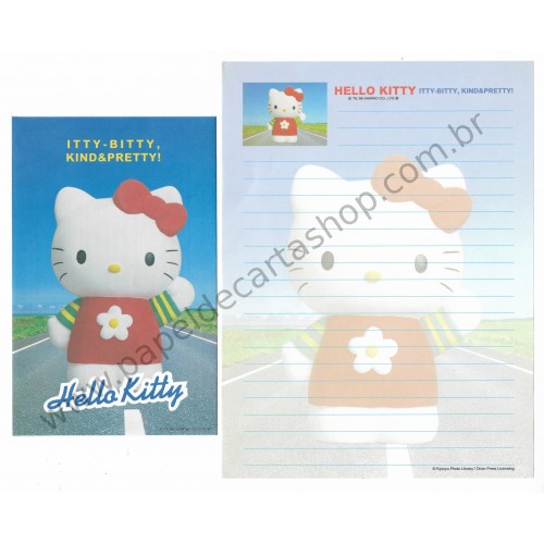 Ano 1998. Conjunto de Papel de Carta Hello Kitty Itty-Bitty Sanrio