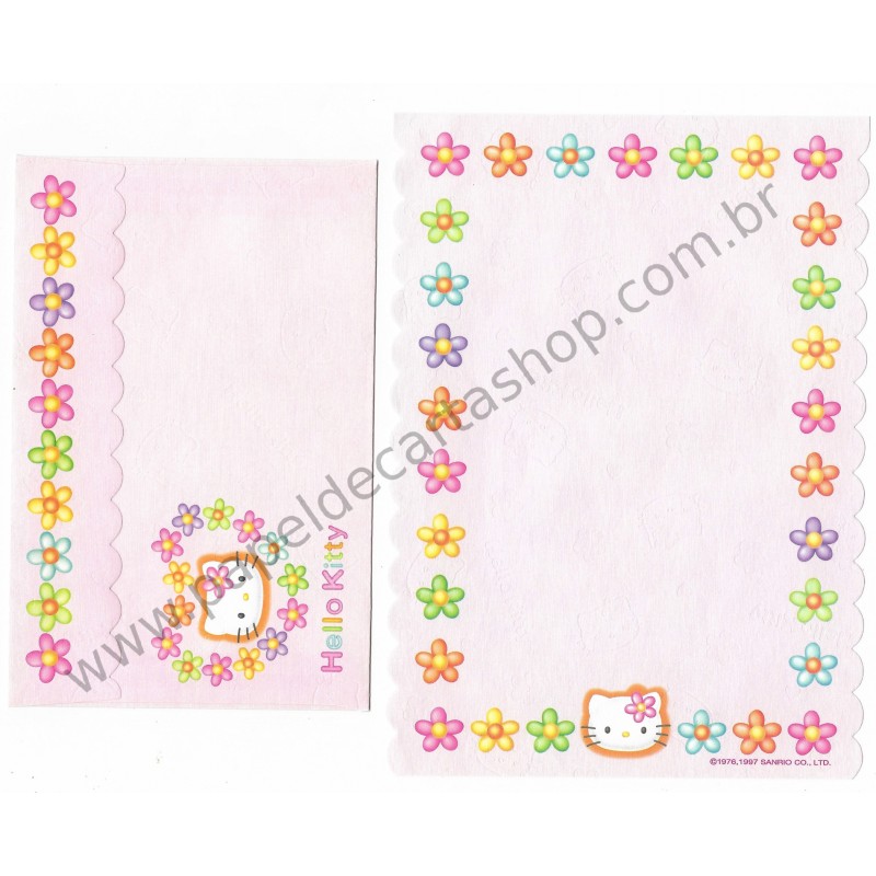 Ano 1997. Conjunto de Papel de Carta Hello Kitty CRS Sanrio