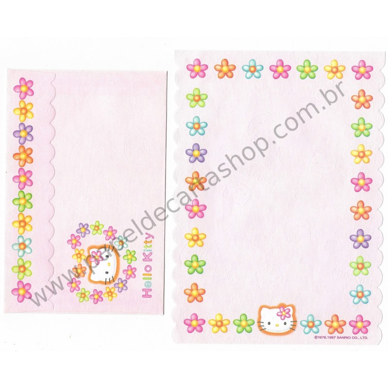 Ano 1997. Conjunto de Papel de Carta Hello Kitty CRS Sanrio