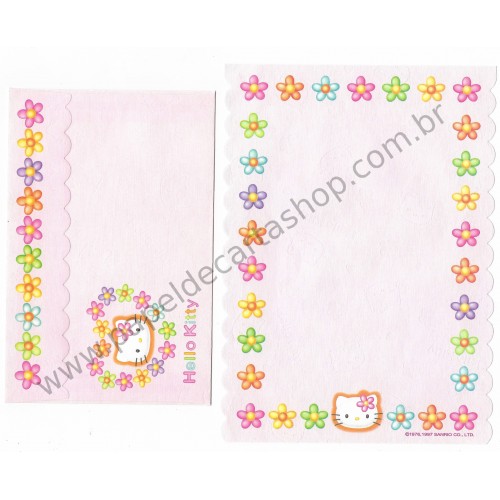 Ano 1997. Conjunto de Papel de Carta Hello Kitty CRS Sanrio