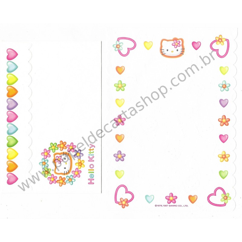 Ano 1997. Conjunto de Papel de Carta Hello Kitty CBR Sanrio