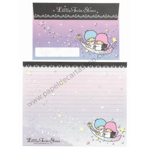 Ano 2006. Conjunto de Papel de Carta Little Twin Stars Black 2 Sanrio