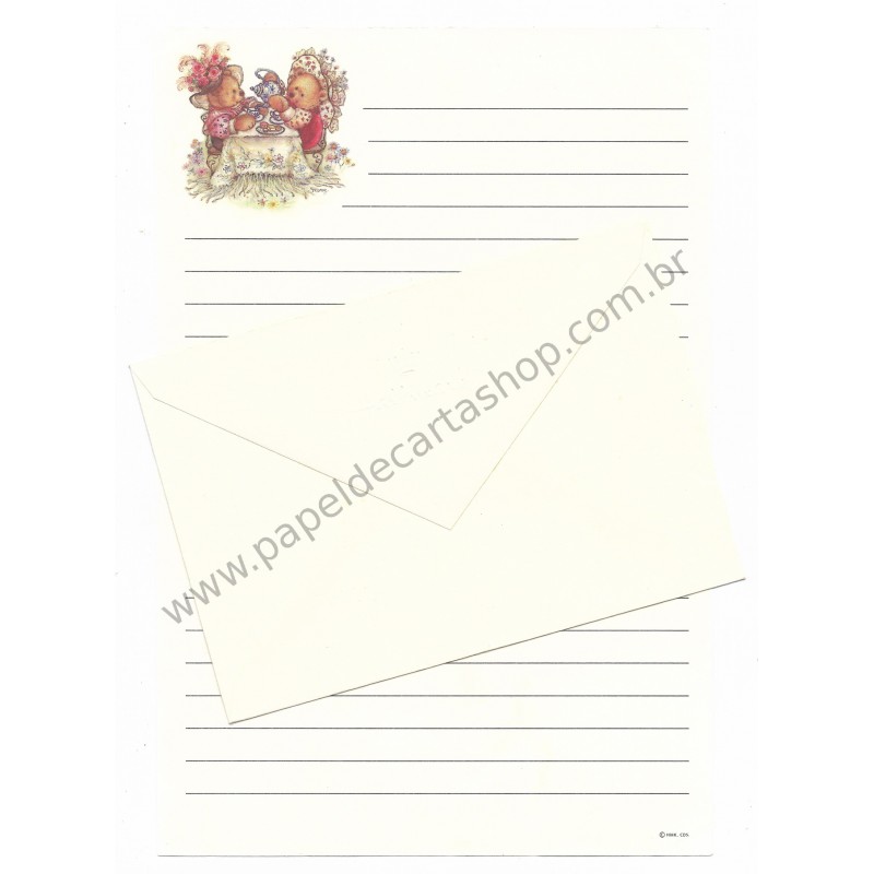 Conjunto de Papel de Carta Antigo Importado Mary Hamilton BEAR 05 - Hallmark