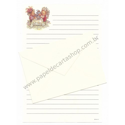 Conjunto de Papel de Carta Antigo Importado Mary Hamilton BEAR 05 - Hallmark