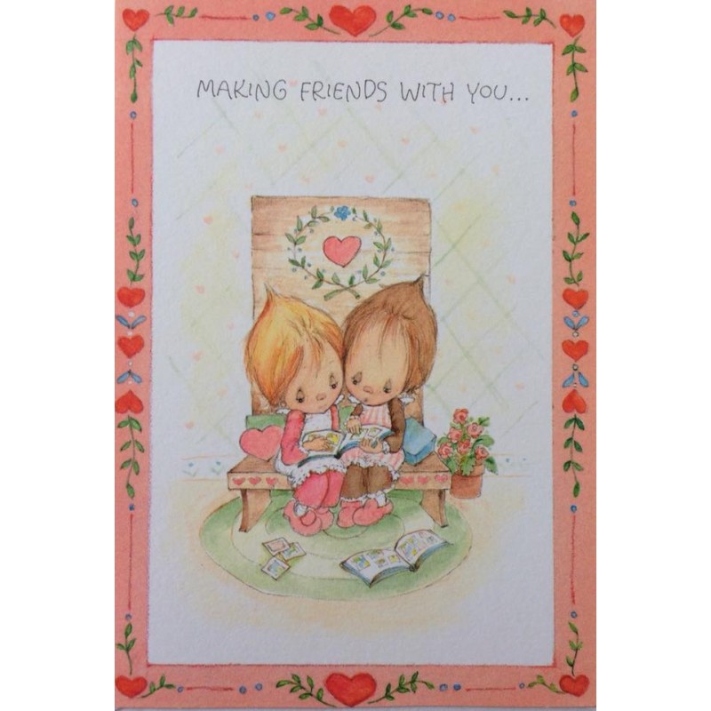 Ano 1975. Cartão ANTIGO IMPORTADO Betsey Clark Friends Valentines Hallmark